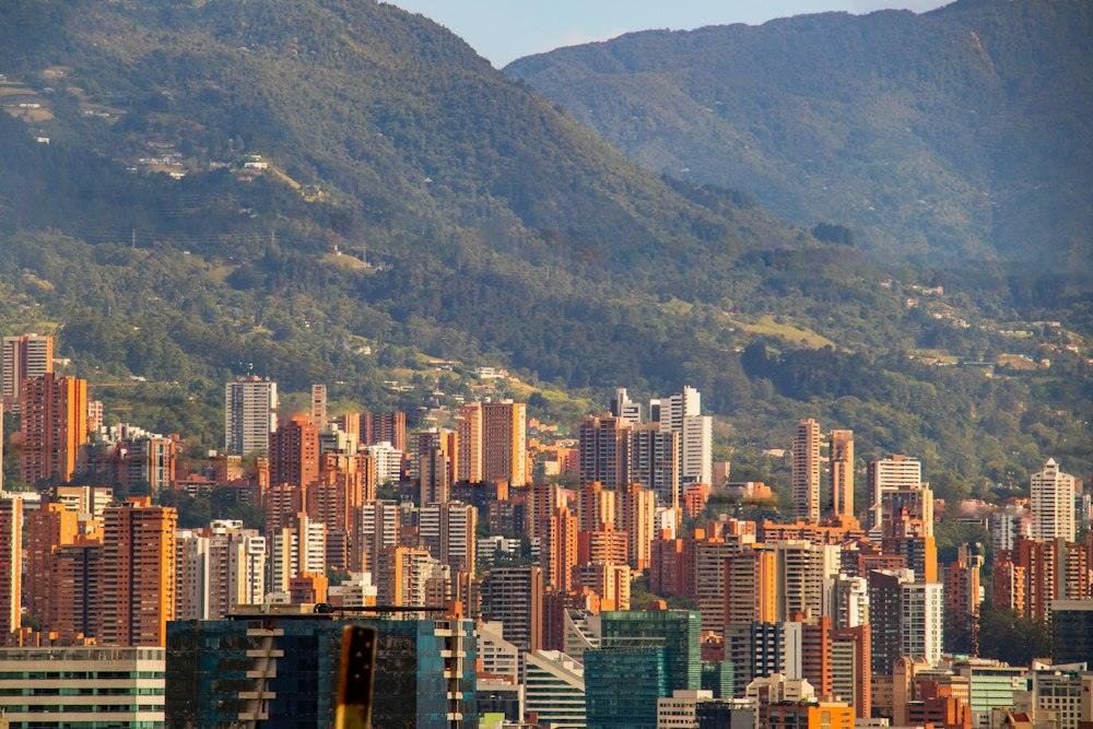 Medellín skyline at the foot of green mountains